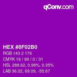 颜色代码: HEX #8F02B0 | qconv.com