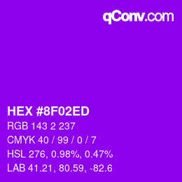 颜色代码: HEX #8F02ED | qconv.com