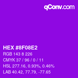 カラーコード: HEX #8F08E2 | qconv.com