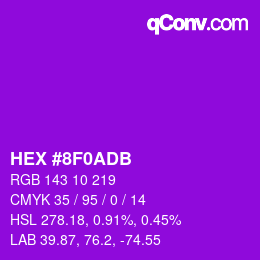 Color code: HEX #8F0ADB | qconv.com