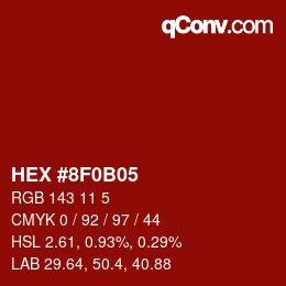颜色代码: HEX #8F0B05 | qconv.com