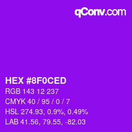 カラーコード: HEX #8F0CED | qconv.com