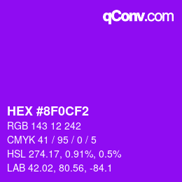 Color code: HEX #8F0CF2 | qconv.com