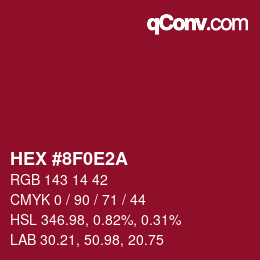 Color code: HEX #8F0E2A | qconv.com