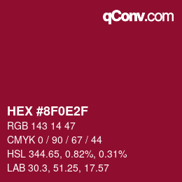 Color code: HEX #8F0E2F | qconv.com