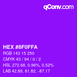 Color code: HEX #8F0FFA | qconv.com