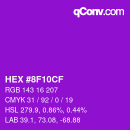 Color code: HEX #8F10CF | qconv.com