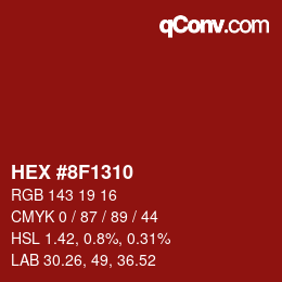 Color code: HEX #8F1310 | qconv.com