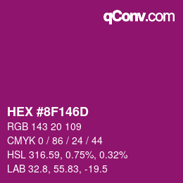 カラーコード: HEX #8F146D | qconv.com