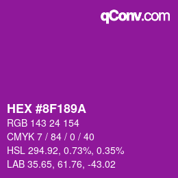 Color code: HEX #8F189A | qconv.com