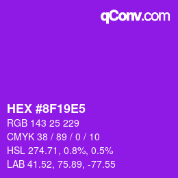 Color code: HEX #8F19E5 | qconv.com