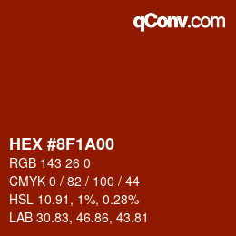 Color code: HEX #8F1A00 | qconv.com