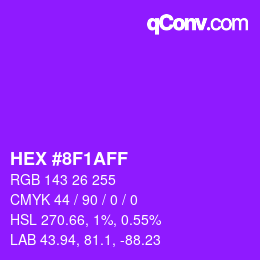 颜色代码: HEX #8F1AFF | qconv.com