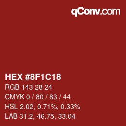 Color code: HEX #8F1C18 | qconv.com