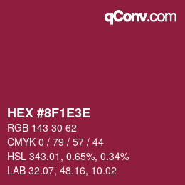 Farbcode: HEX #8F1E3E | qconv.com