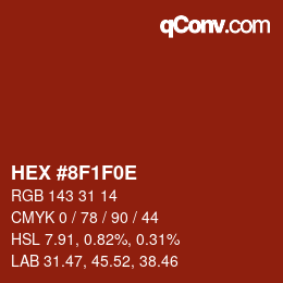 Color code: HEX #8F1F0E | qconv.com