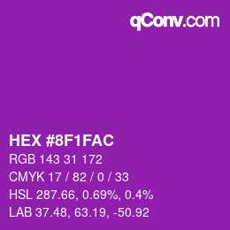 カラーコード: HEX #8F1FAC | qconv.com