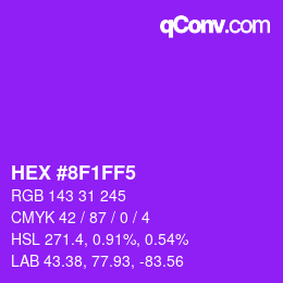 カラーコード: HEX #8F1FF5 | qconv.com