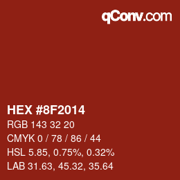 颜色代码: HEX #8F2014 | qconv.com
