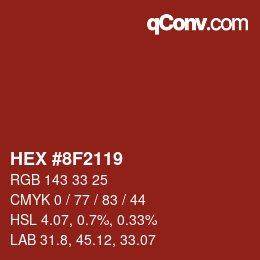 Color code: HEX #8F2119 | qconv.com