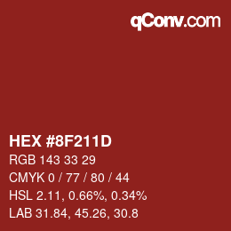 Color code: HEX #8F211D | qconv.com