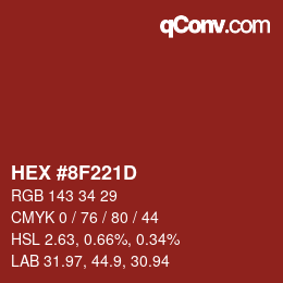 Color code: HEX #8F221D | qconv.com