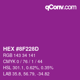 カラーコード: HEX #8F228D | qconv.com