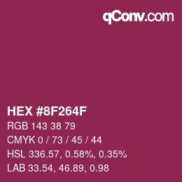 颜色代码: HEX #8F264F | qconv.com