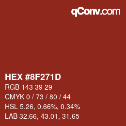 Color code: HEX #8F271D | qconv.com