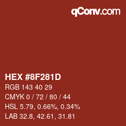 カラーコード: HEX #8F281D | qconv.com