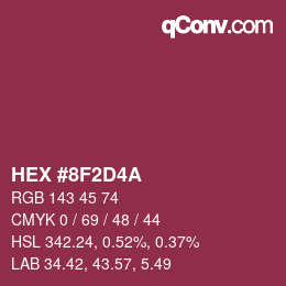 Color code: HEX #8F2D4A | qconv.com