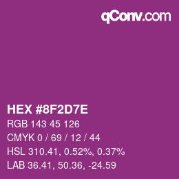 カラーコード: HEX #8F2D7E | qconv.com