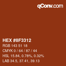 カラーコード: HEX #8F3312 | qconv.com
