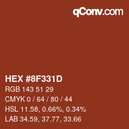 Color code: HEX #8F331D | qconv.com