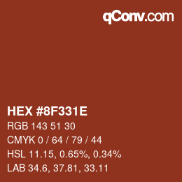 Color code: HEX #8F331E | qconv.com