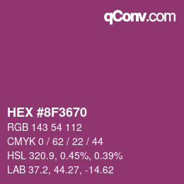 カラーコード: HEX #8F3670 | qconv.com