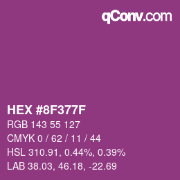 カラーコード: HEX #8F377F | qconv.com