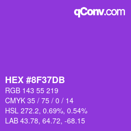 カラーコード: HEX #8F37DB | qconv.com
