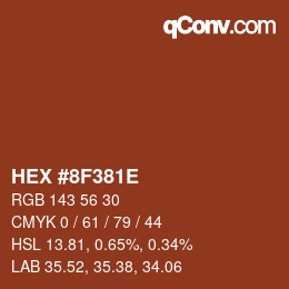 Color code: HEX #8F381E | qconv.com