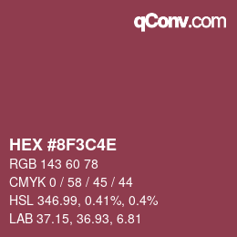 Color code: HEX #8F3C4E | qconv.com