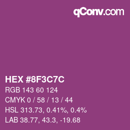 Color code: HEX #8F3C7C | qconv.com