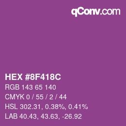 Color code: HEX #8F418C | qconv.com