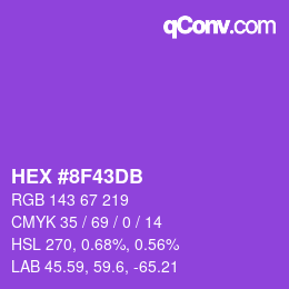 颜色代码: HEX #8F43DB | qconv.com