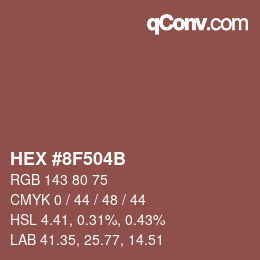 Color code: HEX #8F504B | qconv.com