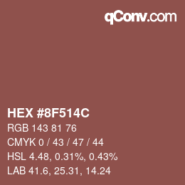 Color code: HEX #8F514C | qconv.com