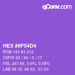 カラーコード: HEX #8F54D4 | qconv.com