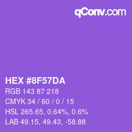 カラーコード: HEX #8F57DA | qconv.com
