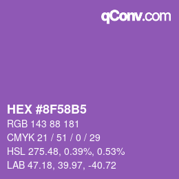 Color code: HEX #8F58B5 | qconv.com