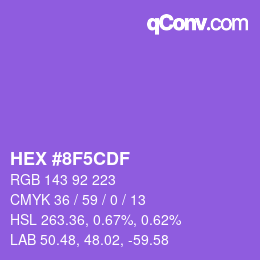 Color code: HEX #8F5CDF | qconv.com