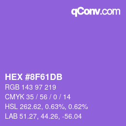 カラーコード: HEX #8F61DB | qconv.com